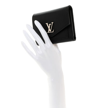 Louis Vuitton Soft Calfskin My Lockme Compact Wallet Black 2 of 6