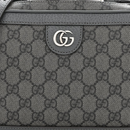 Gucci GG Supreme Monogram Textured Dollar Calfskin Small Ophidia Top Handle Shoulder Bag Grey Black Graphite Grey 9 of 14