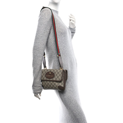 Gucci GG Supreme Monogram Web Small Neo Vintage Double Flap Messenger Bag Beige New Acero 2 of 12