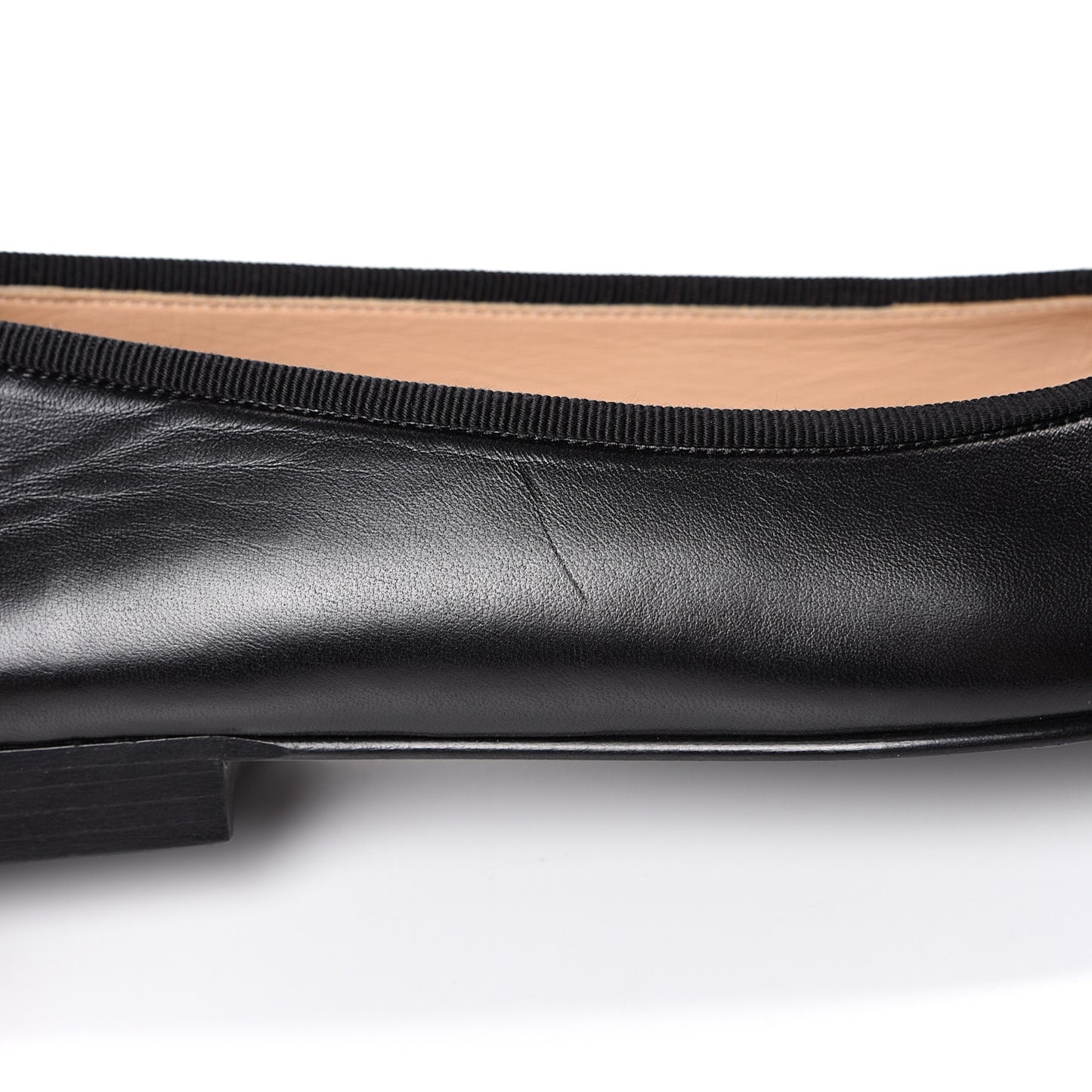 Lambskin Patent Cap Toe Ballerina Flats 38 Black