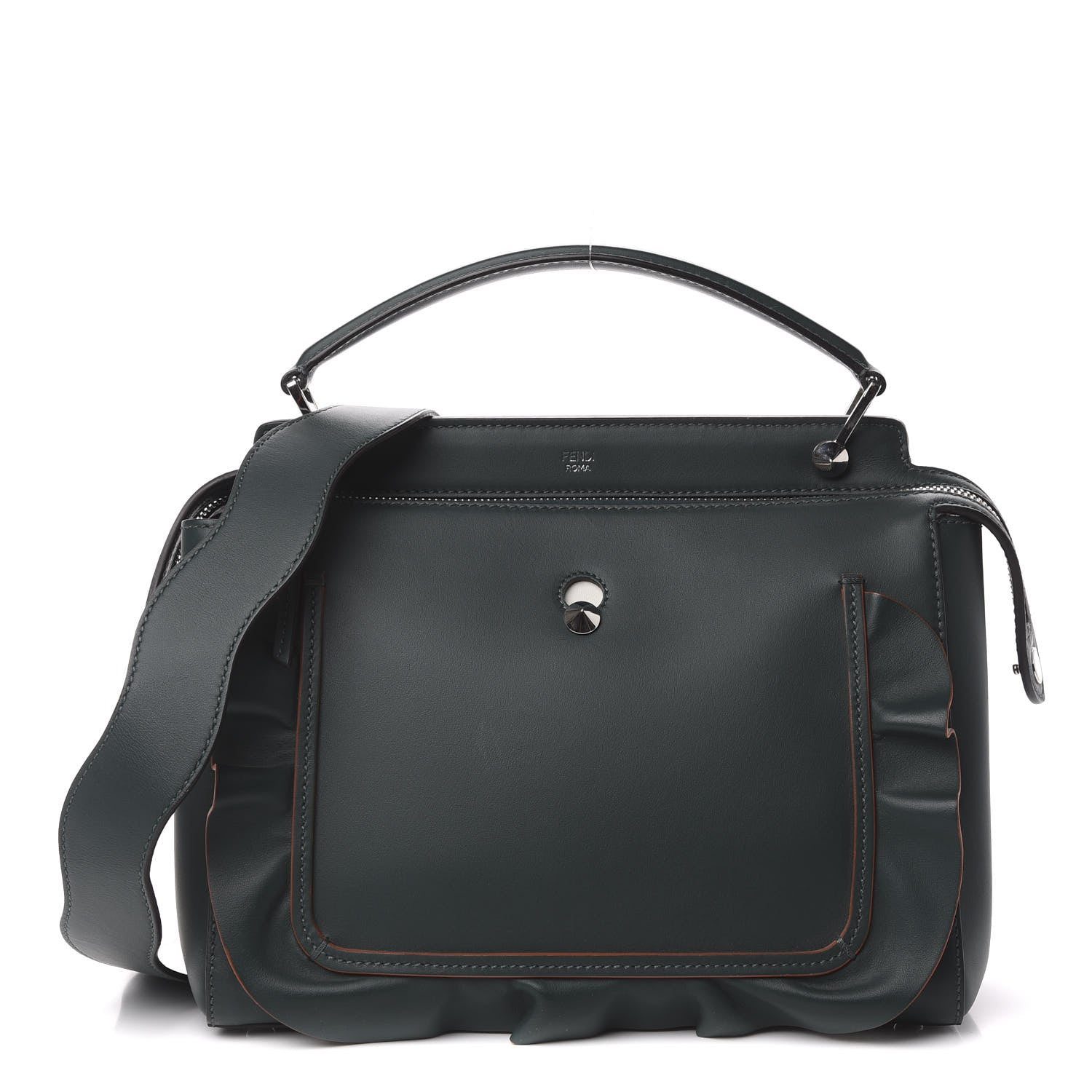 Fendi Vitello Baltico Century Dolce Waves DotCom Satchel Verde Inglese White 1 of 19