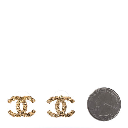 Chanel Metal Textured CC Earrings Gold 2 of 4