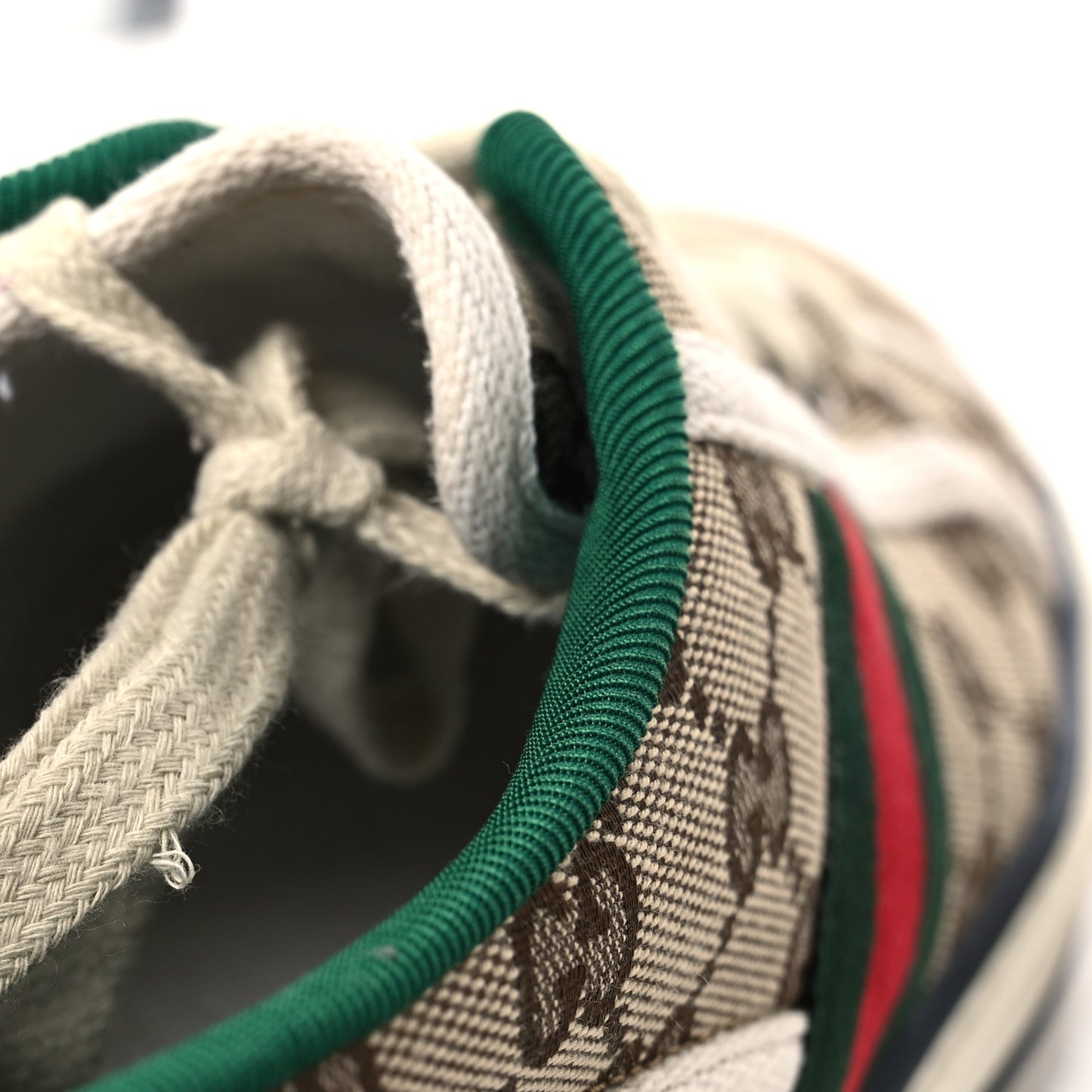 GG Monogram Web Mens 1977 Tennis Sneakers 9 Beige Ebony Mystic White Vert