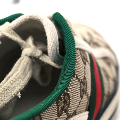 Gucci GG Monogram Web Mens 1977 Tennis Sneakers 9 Beige Ebony Mystic White Vert 10 of 11