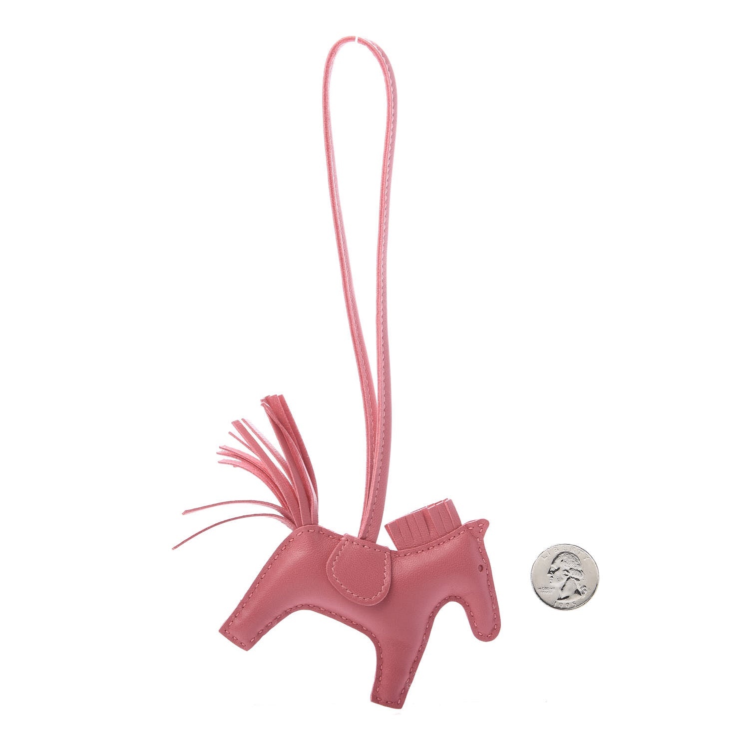 Hermes Milo Lambskin Grigri Rodeo Horse Bag Charm PM Rose Azalee 2 of 5
