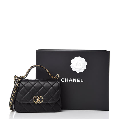 Chanel Lambskin Quilted Small Chain Infinity Top Handle Flap Black 10 of 10