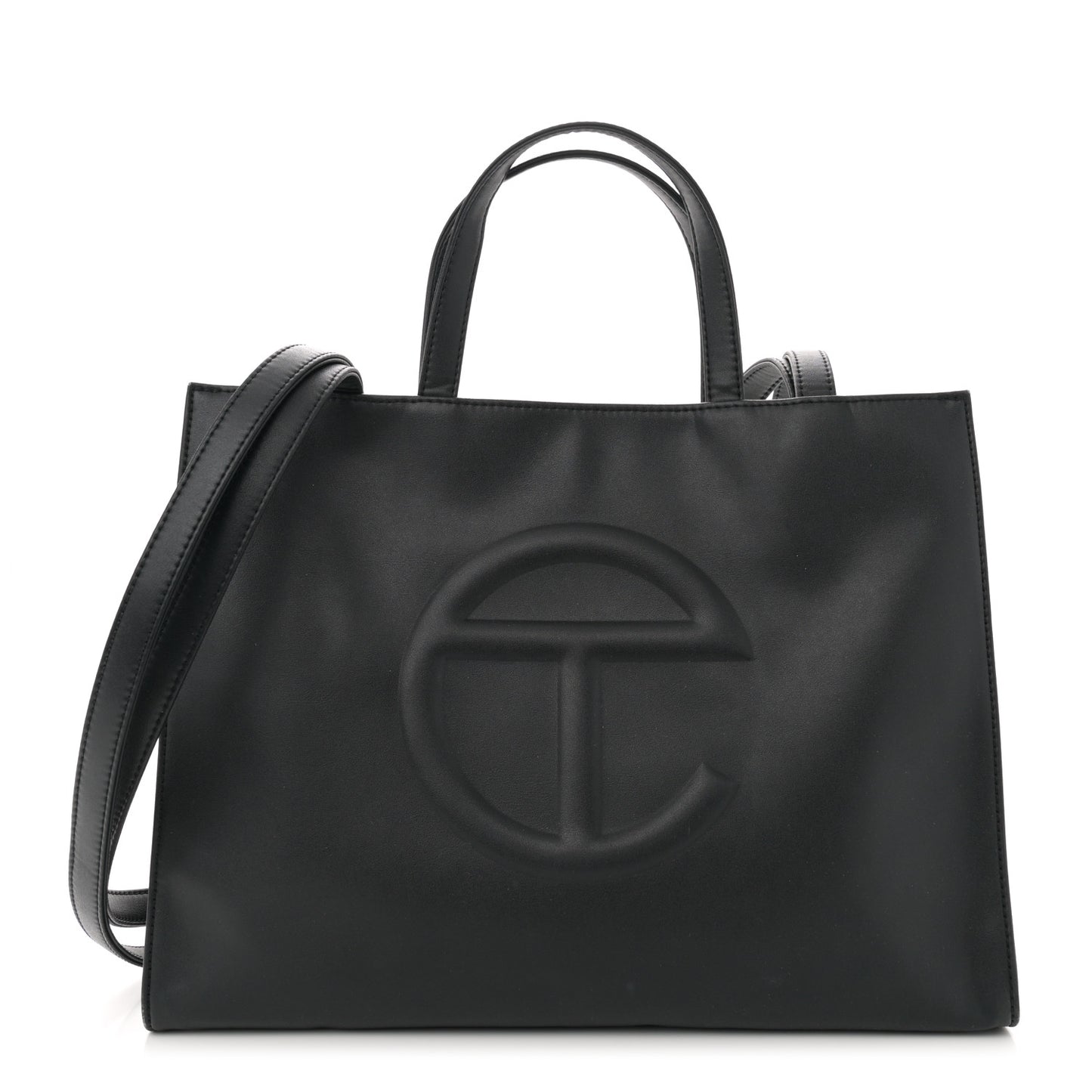 Vegan Leather Medium Shopping Bag Black