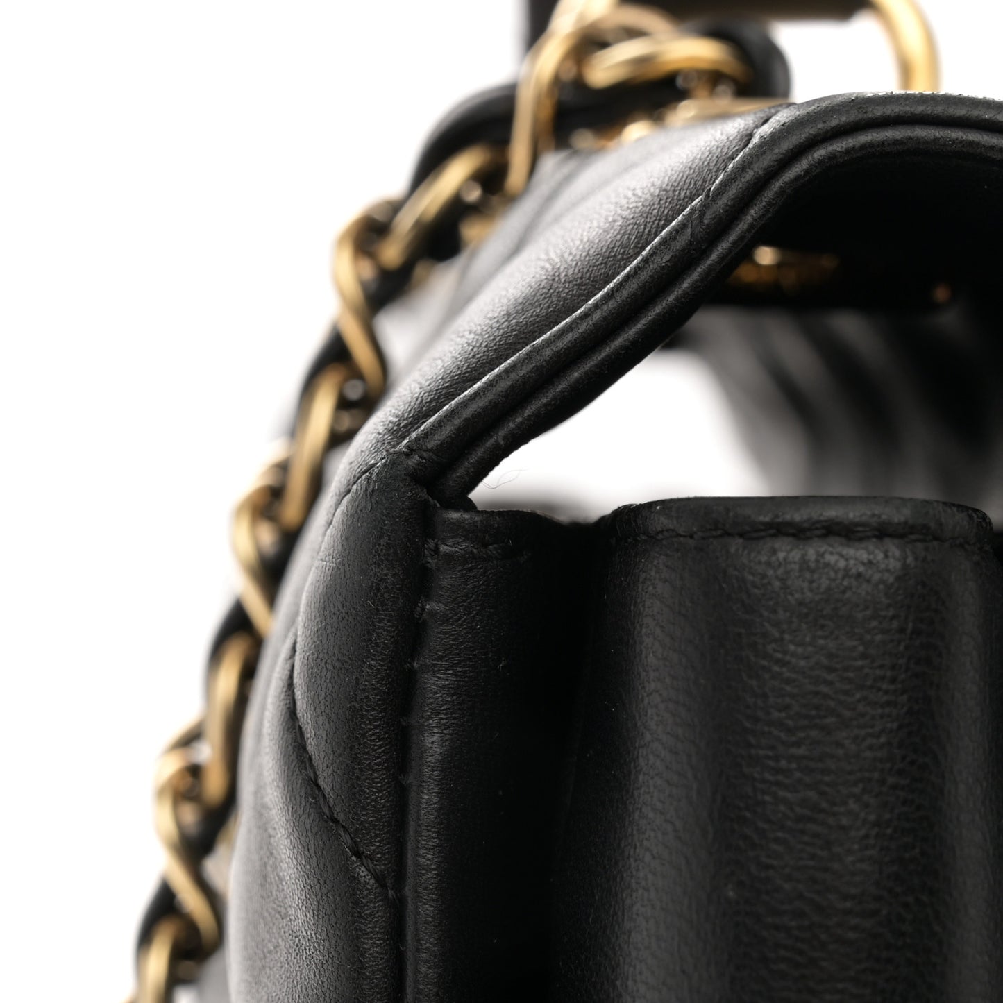 Lambskin Quilted Large Trendy CC Dual Handle Flap Bag Black