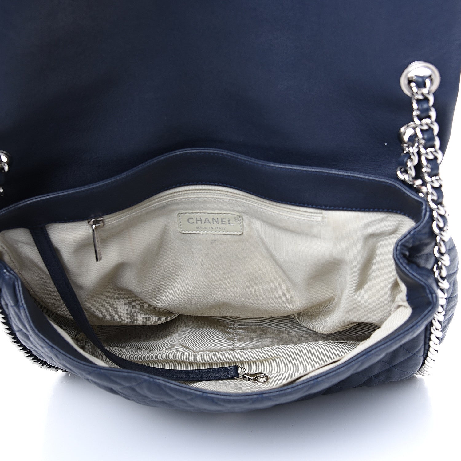 Chanel Washed Lambskin Quilted Chain Around Maxi Flap Dark Navy Blue 4 of 14