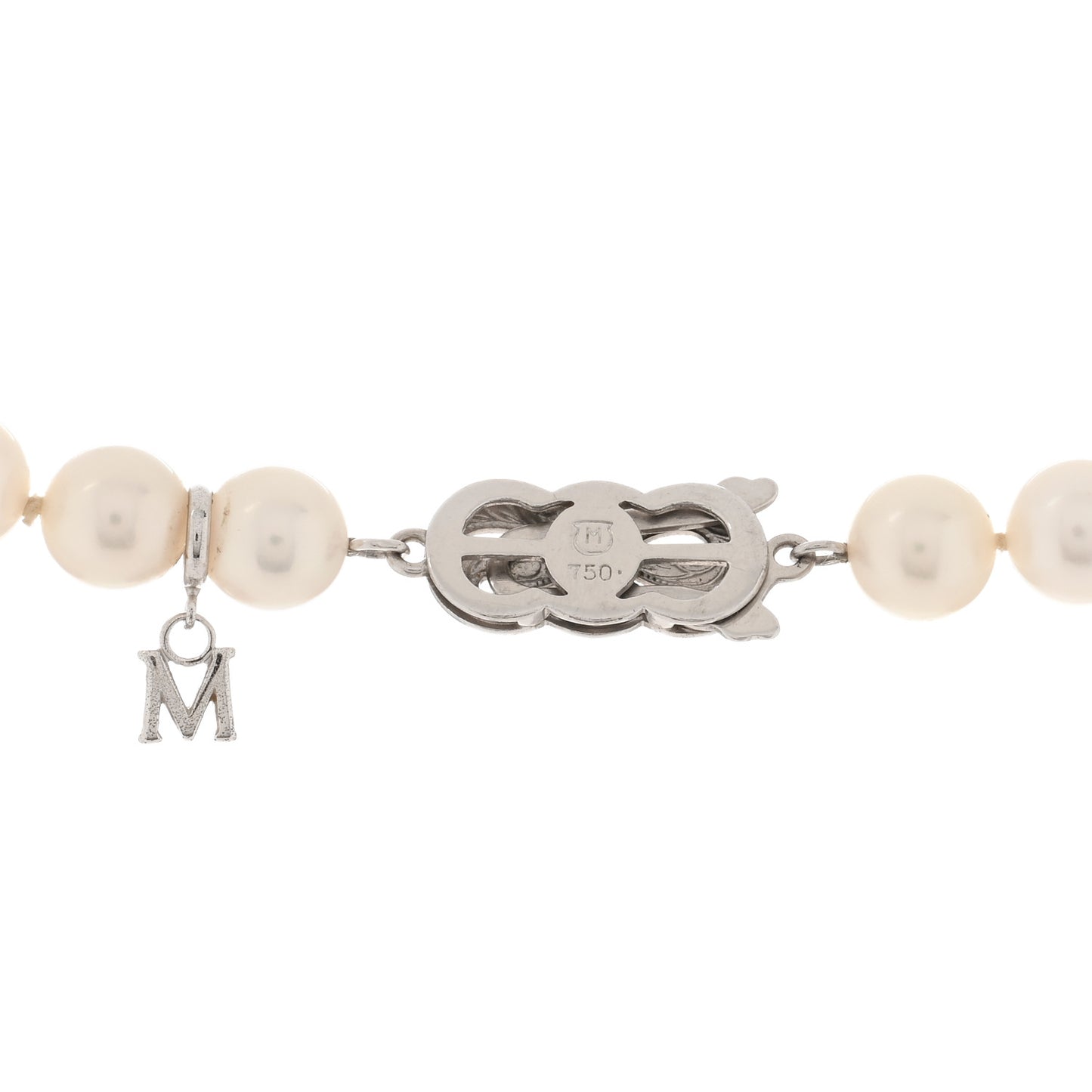 18K White Gold Akoya Pearl 7-7.5mm Strand Necklace 18.5"