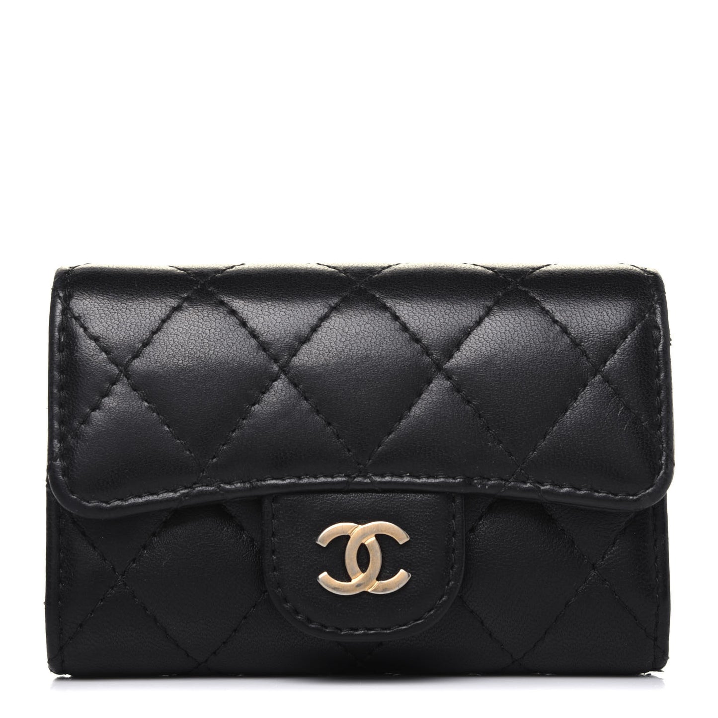 Lambskin Quilted 4 Key Holder Black