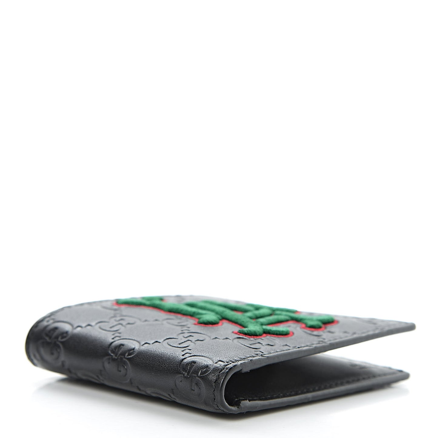 X MLB Guccissima LA Dodgers Embroidered Bi-Fold Wallet Black Green