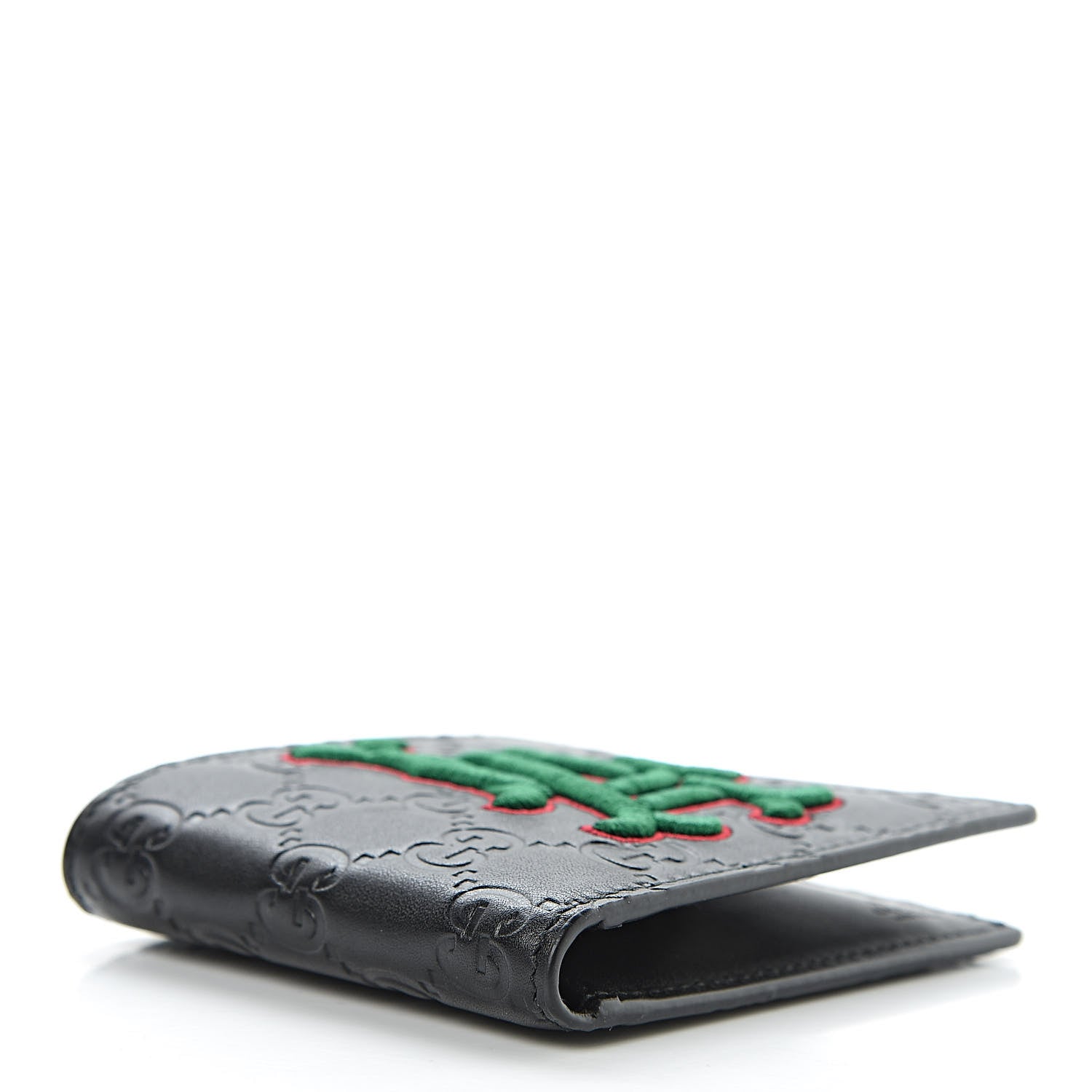 Gucci X MLB Guccissima LA Dodgers Embroidered Bi-Fold Wallet Black Green 4 of 8