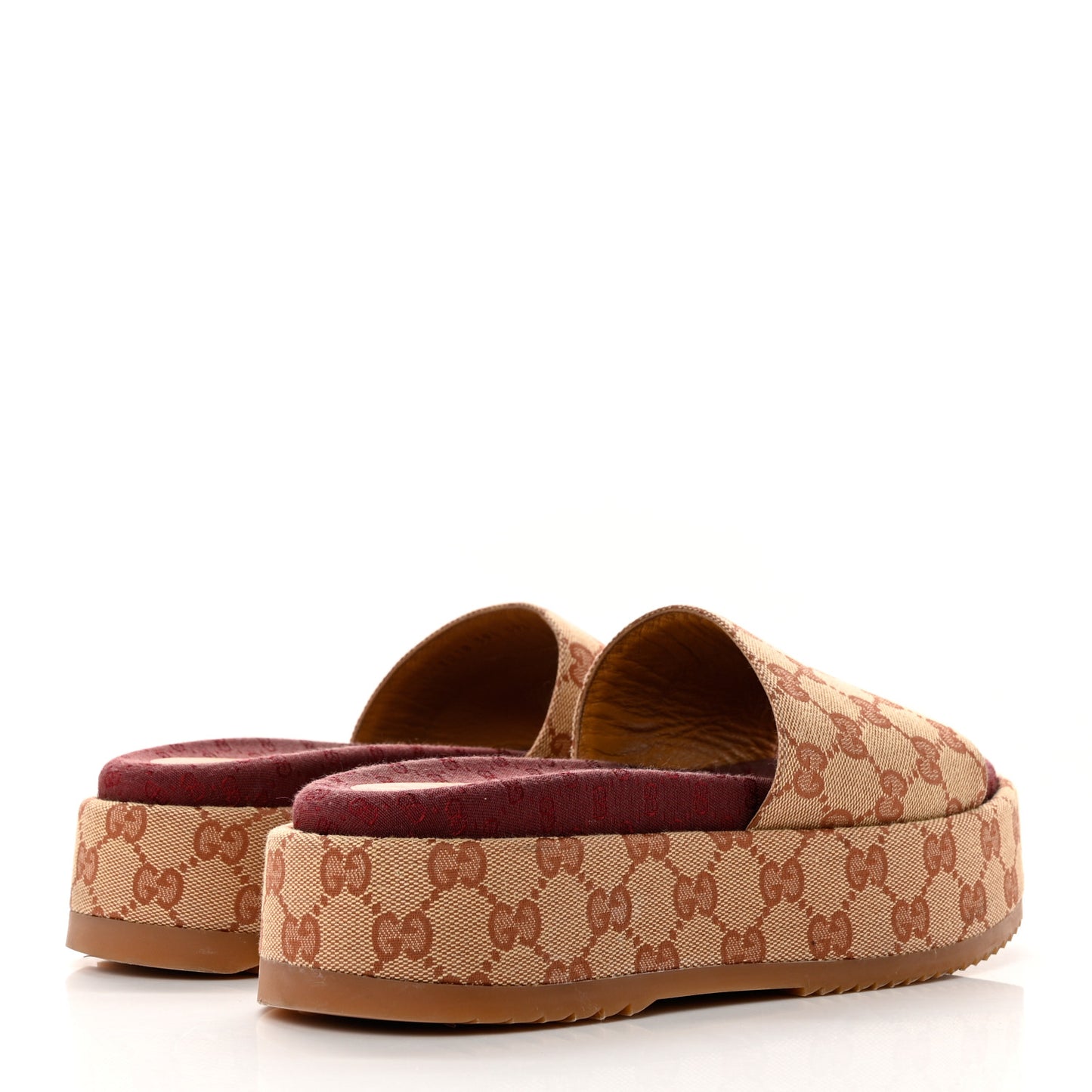 Canvas GG Monogram Angelina Platform Slide Sandals 39.5 Beige Ruggine