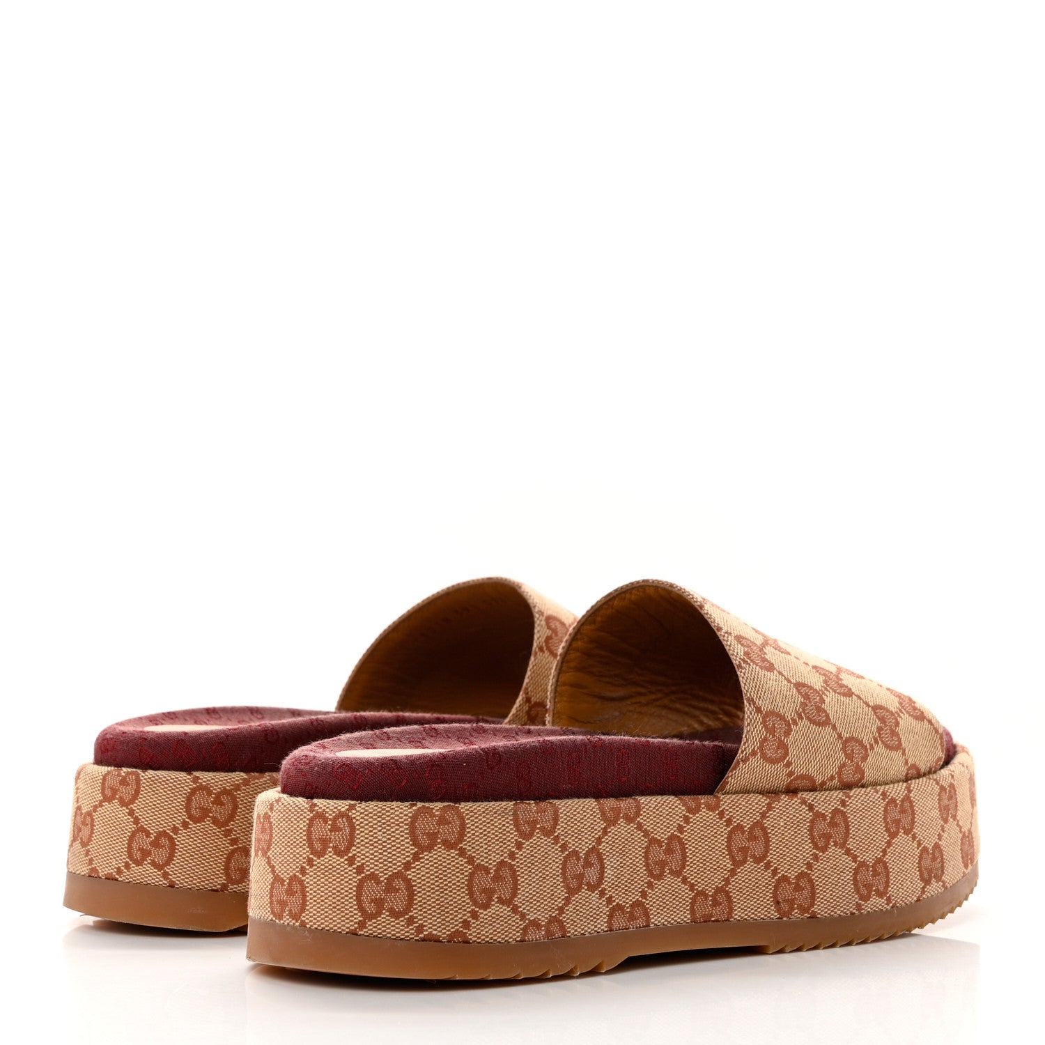 Gucci Canvas GG Monogram Angelina Platform Slide Sandals 39.5 Beige Ruggine 4 of 9