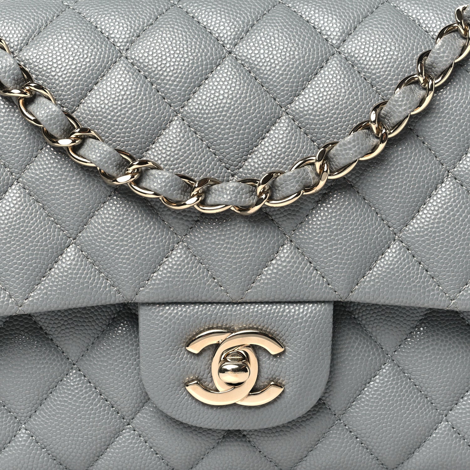Chanel Caviar Quilted Medium Double Flap Grey 8 of 11