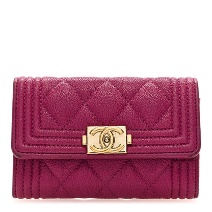 Chanel Caviar Quilted Boy Card Holder Wallet Fuchsia 1 of 7