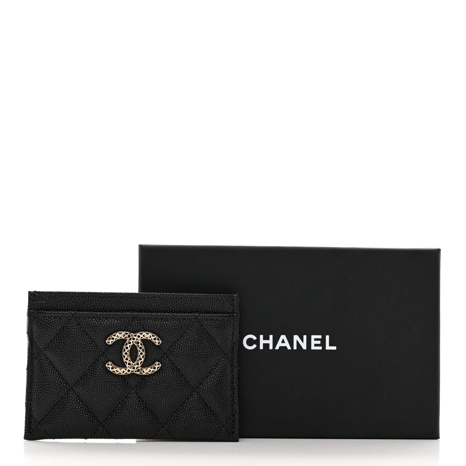 Chanel Caviar Metal Perforated Quilted CC Card Holder Black 9 of 9