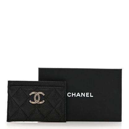 Chanel Caviar Metal Perforated Quilted CC Card Holder Black 9 of 9