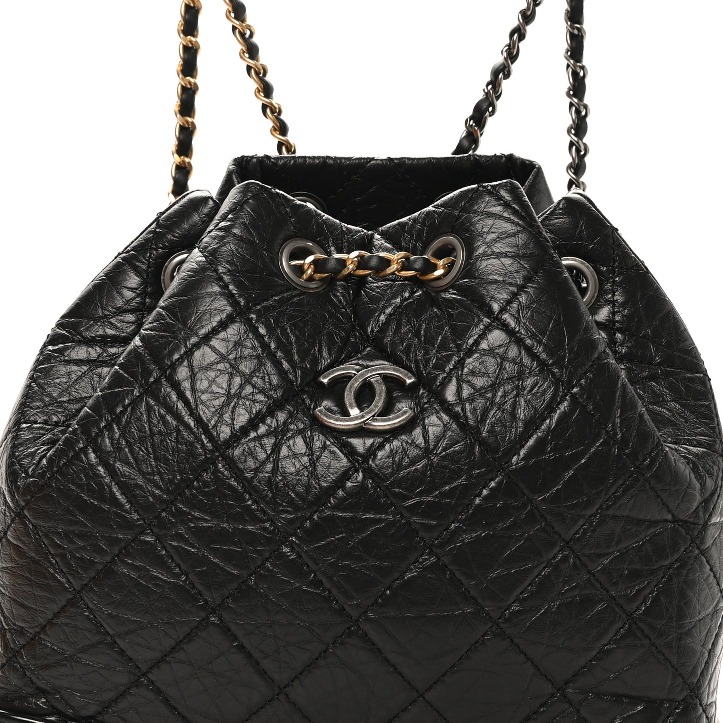 Aged Calfskin Quilted Small Gabrielle Backpack Black