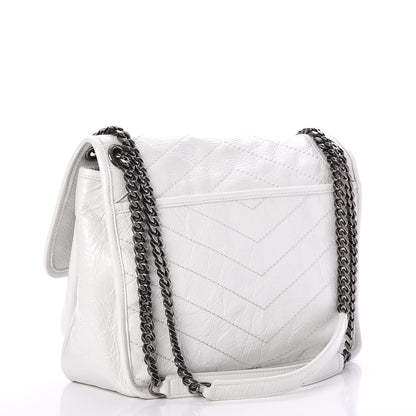 Saint Laurent Crinkled Calfskin Matelasse Monogram Medium Niki Chain Satchel Dirty White 3 of 8