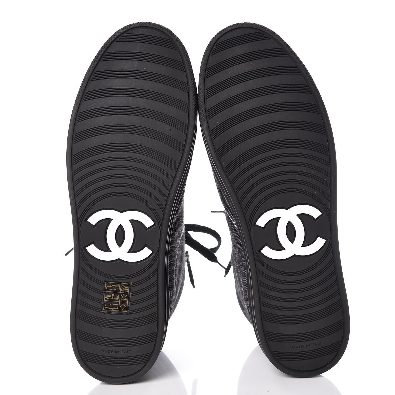 Chanel Toile Suede Calfskin CC High Top Sneakers 39 Dark Grey 5 of 9