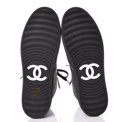 Chanel Toile Suede Calfskin CC High Top Sneakers 39 Dark Grey 5 of 9