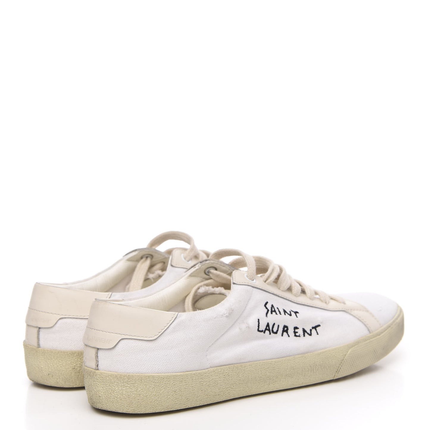 Distressed Canvas Court Classic Sneakers 40 White