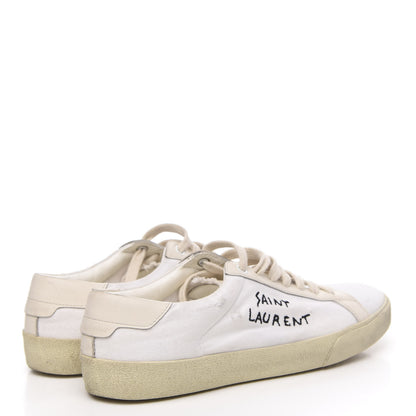 Saint Laurent Distressed Canvas Court Classic Sneakers 40 White 4 of 10