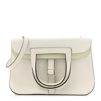 Hermes Taurillon Clemence Verso Halzan 25 White Vert Fizz 1 of 11