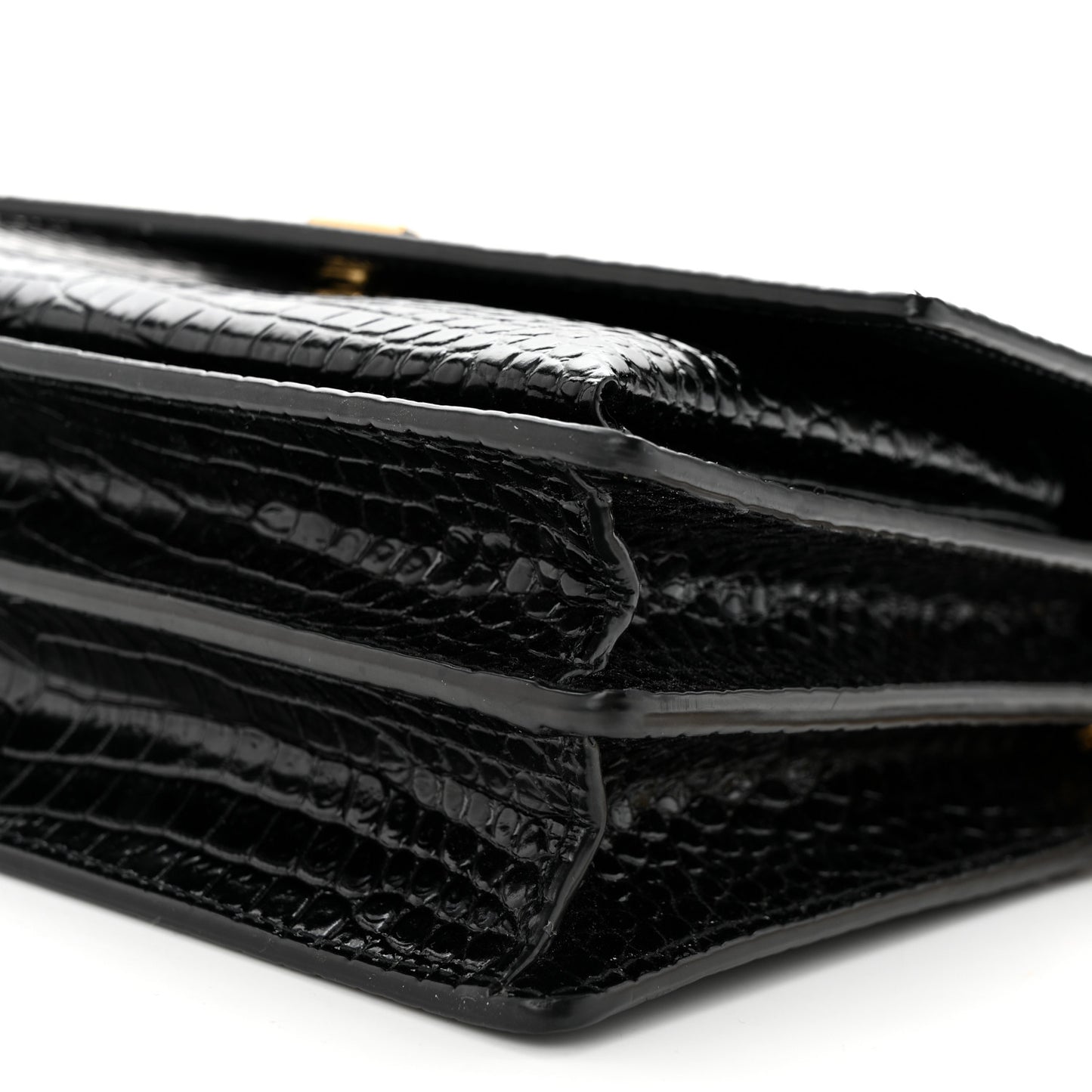 Calfskin Crocodile Embossed Medium Monogram Sunset Black