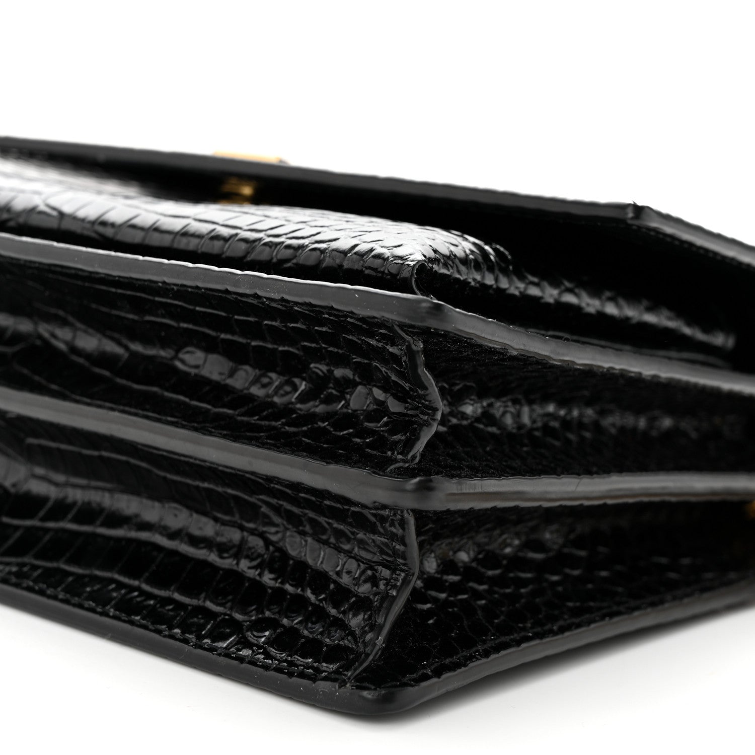 Saint Laurent Calfskin Crocodile Embossed Medium Monogram Sunset Black 10 of 10