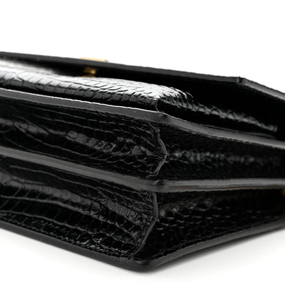 Saint Laurent Calfskin Crocodile Embossed Medium Monogram Sunset Black 10 of 10
