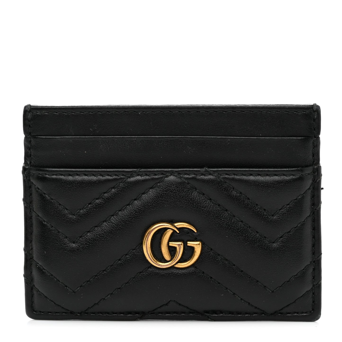 Calfskin Matelasse GG Marmont Card Holder Black