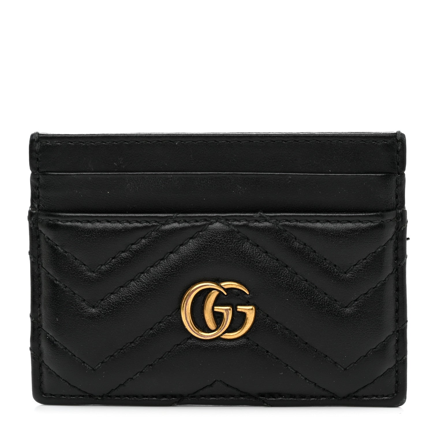 Gucci Calfskin Matelasse GG Marmont Card Holder Black 1 of 11
