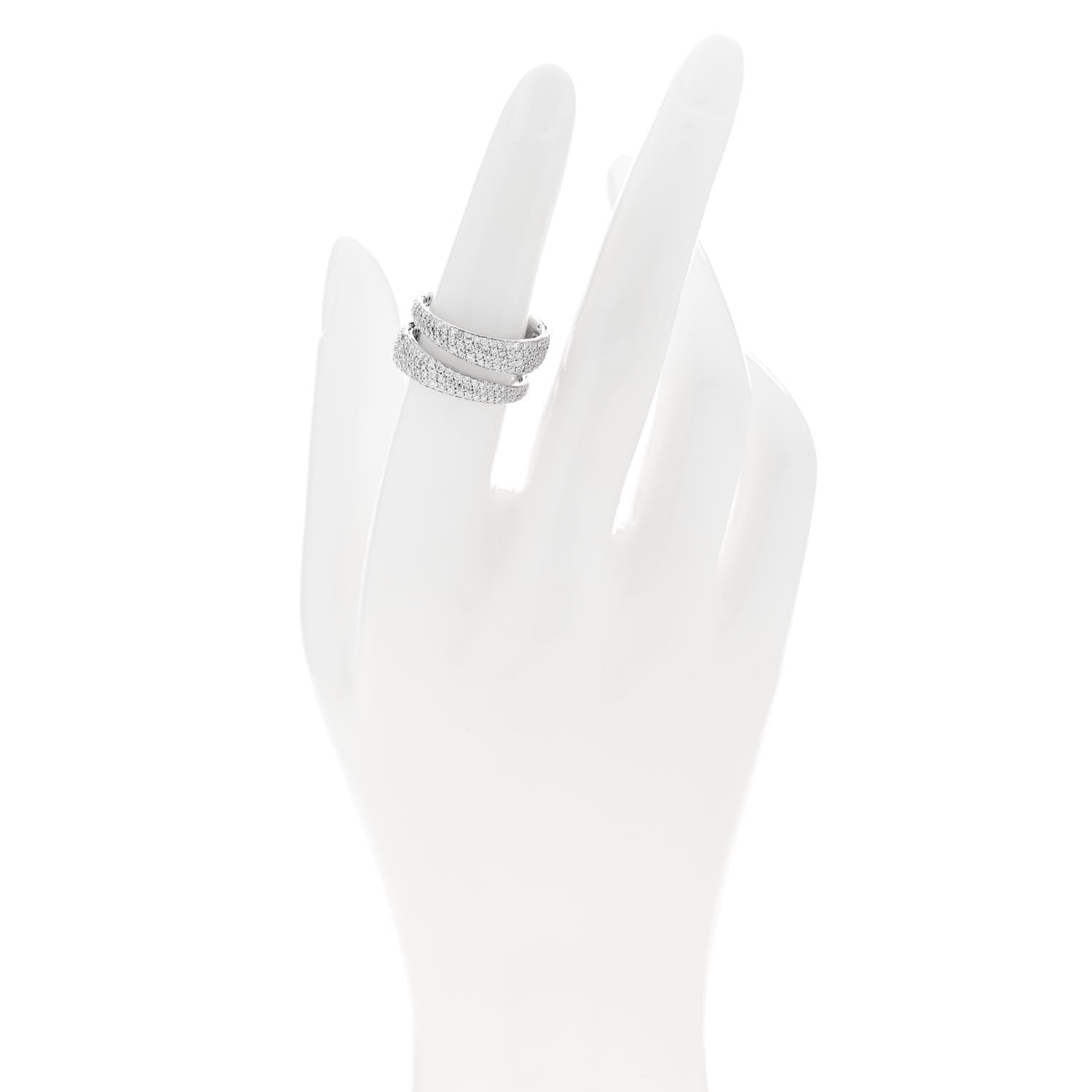 Roberto Coin 18K White Gold Diamond Scalare Double Row Ring 53 6.25 2 of 4