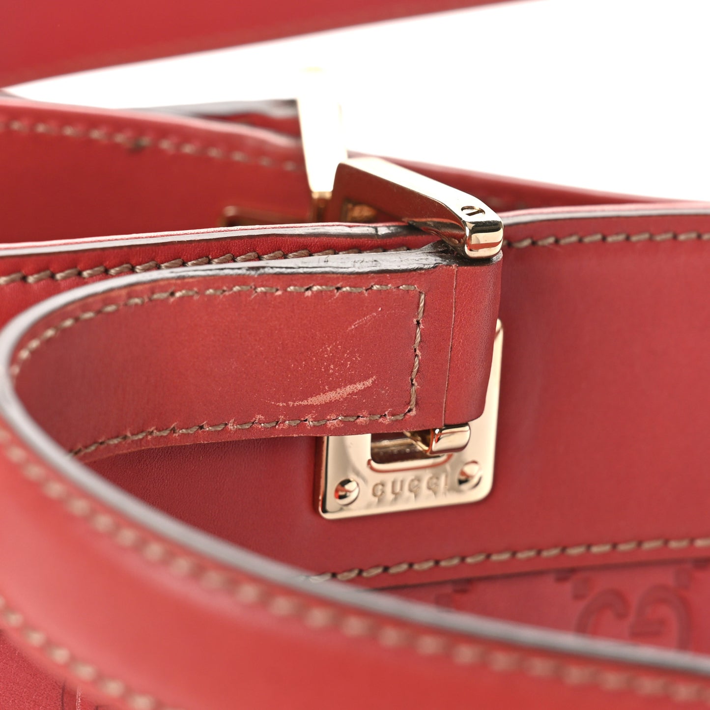 Guccissima Large Punch Tote Red