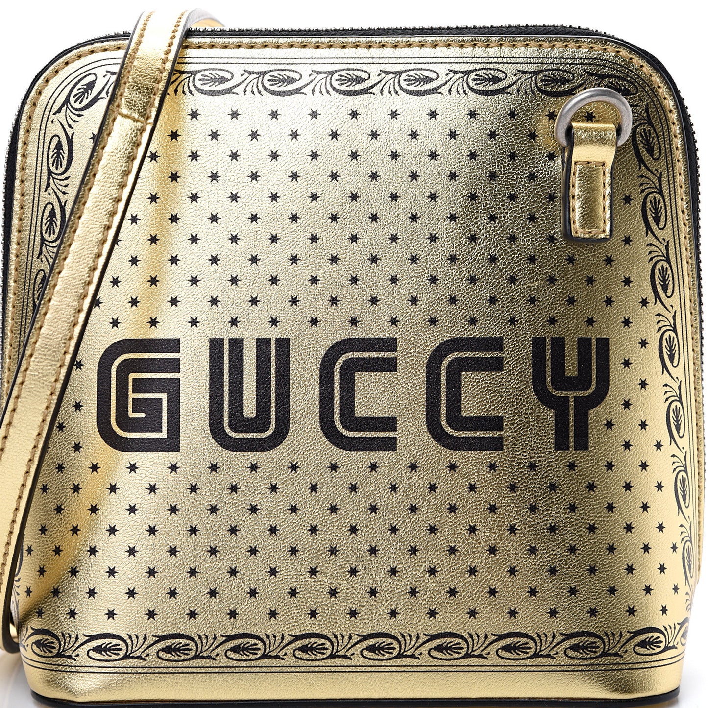 X SEGA Calfskin GUCCY Stars Mini Dome Shoulder Bag Gold