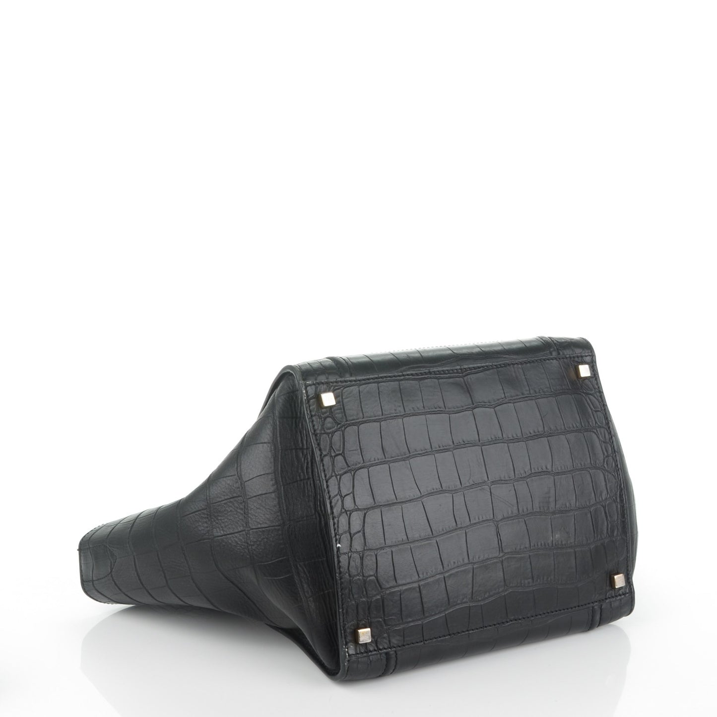 Crocodile Embossed Calfskin Medium Phantom Luggage Black