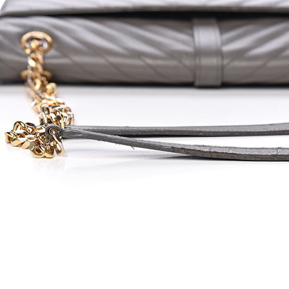 Saint Laurent Grain De Poudre Matelasse Chevron Large Monogram Satchel Earth 14 of 18