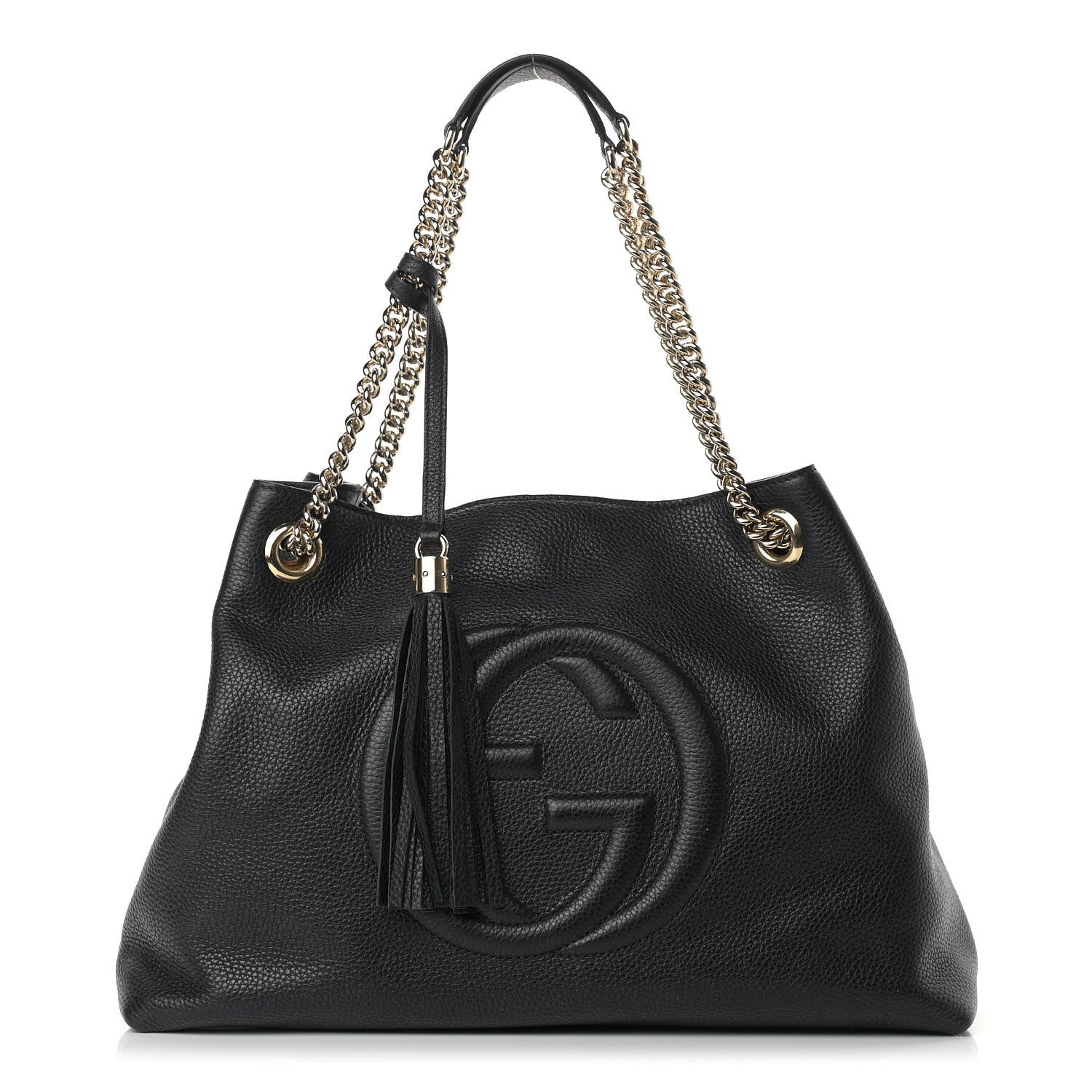 Gucci Pebbled Calfskin Medium Soho Chain Shoulder Bag Black 1 of 9