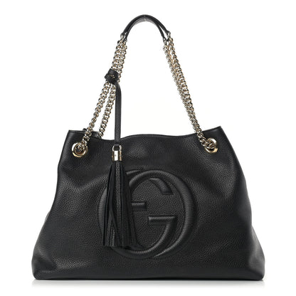 Gucci Pebbled Calfskin Medium Soho Chain Shoulder Bag Black 1 of 9