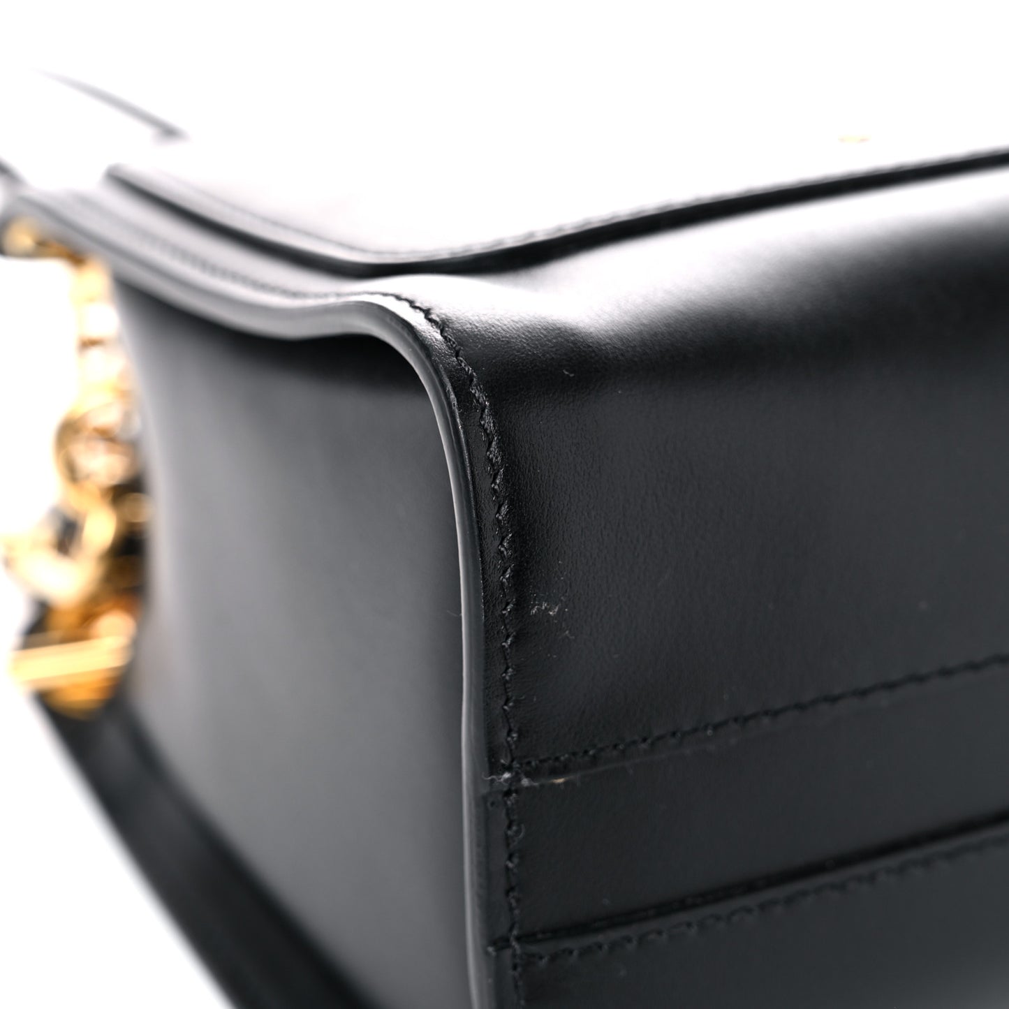 Shiny Calfskin Mini Annie Shoulder Bag Black