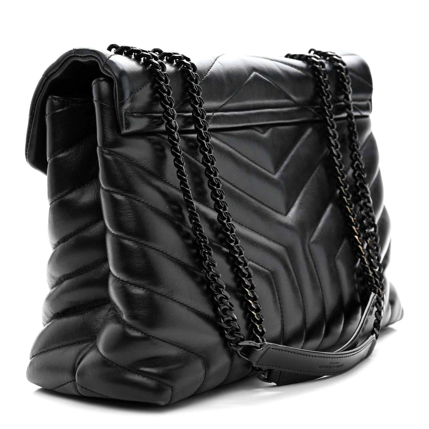 Saint Laurent Calfskin Y Quilted Monogram Monochrome Medium Loulou Chain Satchel Black Black 3 of 13