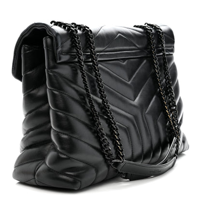 Saint Laurent Calfskin Y Quilted Monogram Monochrome Medium Loulou Chain Satchel Black Black 3 of 13