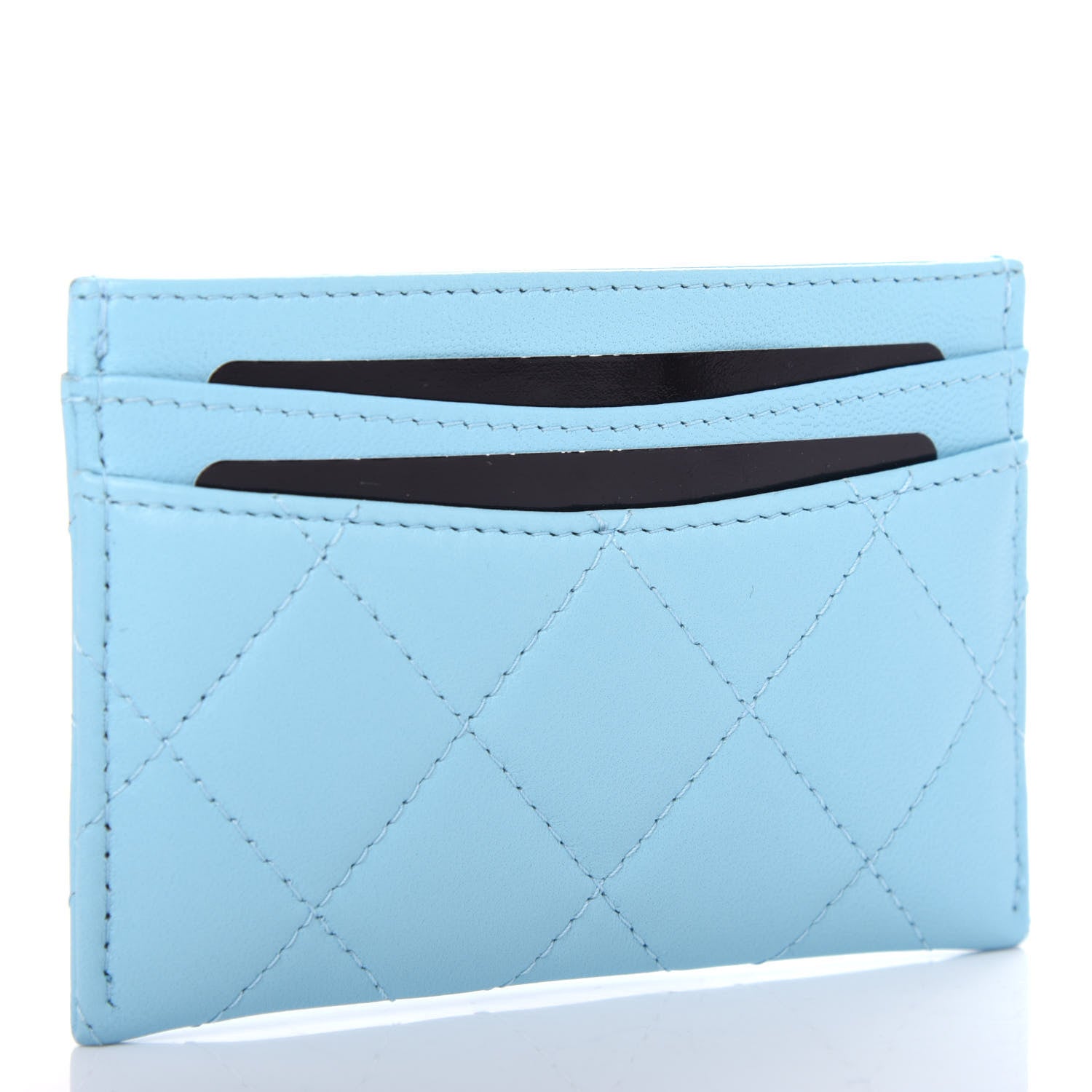 Chanel Lambskin Quilted Card Holder Neon Blue 3 of 9