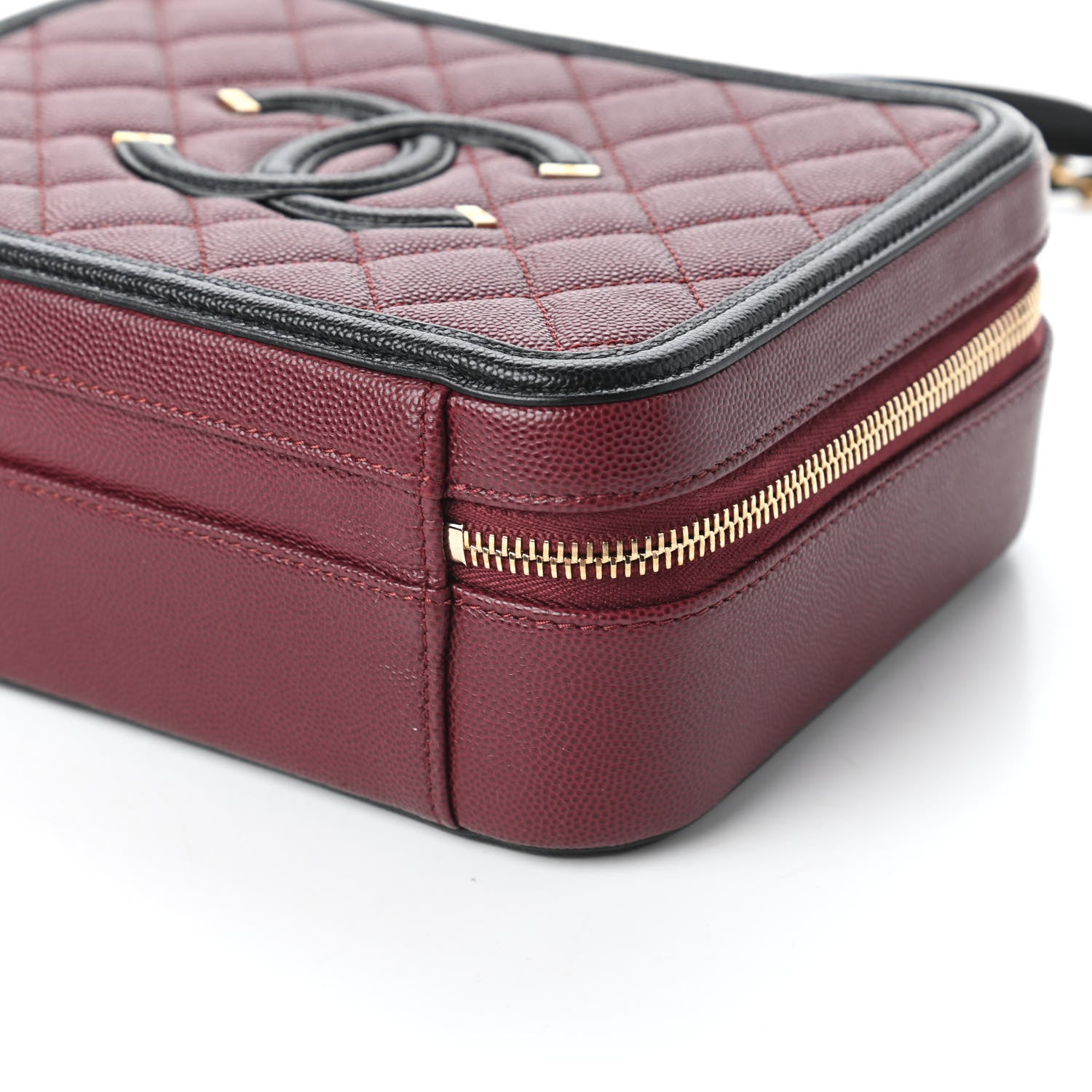 Chanel Caviar Quilted Medium CC Filigree Vanity Case Burgundy Black 7 of 10