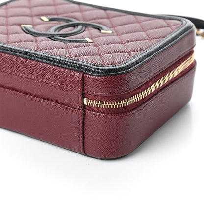 Chanel Caviar Quilted Medium CC Filigree Vanity Case Burgundy Black 7 of 10