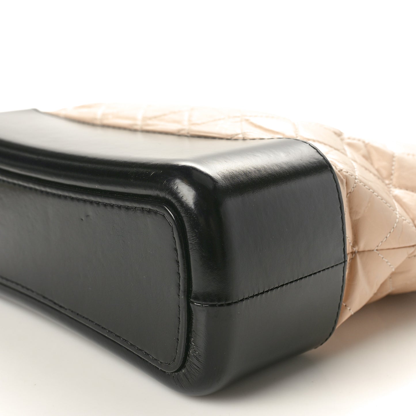 Aged Calfskin Quilted Medium Gabrielle Hobo Beige Black