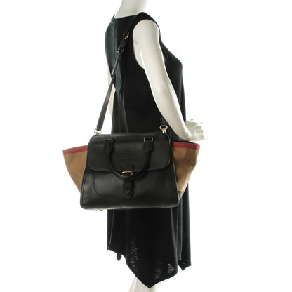 Burberry Mega Check Grained Calfskin Medium Harcourt Satchel Black 2 of 8